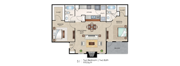 B1 floor plan layout at Knox Allen Station, Allen, TX