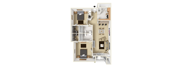 2 bed 2 bath B2 Floor Plan at Highland Luxury Living, Lewisville, 75067