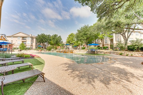 A pool area at The Brazos, Dallas