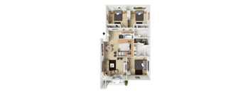 3 bed 2 bath C3 Floor Plan at Highland Luxury Living, Lewisville, Texas