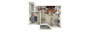 1 Bed 1 Bath 773 Sq. Ft. Floor PLan at The Brazos, Dallas