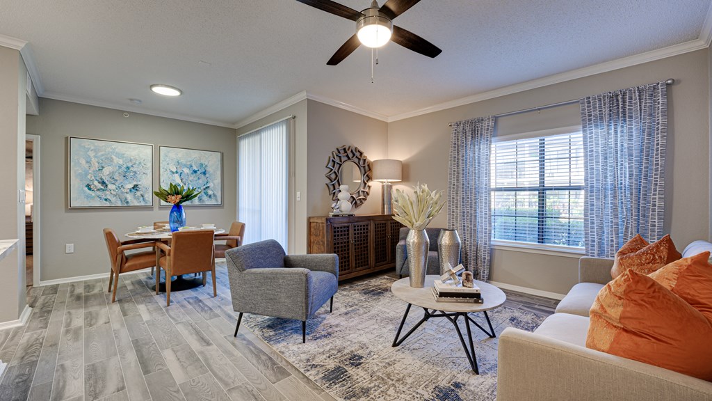 Modern Living Room at Carmel Creekside, Fort Worth, 76137