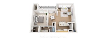 Laurel Floor Plan 1 Bed 1 Bath, 753 Sq. Ft.