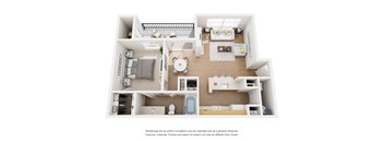 Miramar Floor Plan 1 Bed 1 Bath, 781 Sq. Ft.
