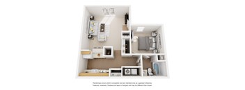 1Bed 1Bath Floor Plan at Cleburne Terrace Apartments, Cleburne, TX