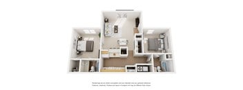 2Bed 2Bath Floor Plan at Cleburne Terrace Apartments, Cleburne, TX
