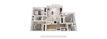 3Bed 2Bath Floor Plan at Cleburne Terrace Apartments, Cleburne, TX