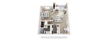 1 bed 1 bath Floorplan A at Copper Hill Apartments, Bedford