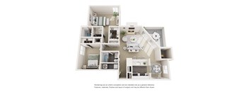 2 bed 2 bath A Floorplan at Copper Hill Apartments, Bedford, Texas