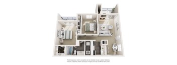 2 bed 1 bath Floorplan at Copper Hill Apartments, Bedford, TX