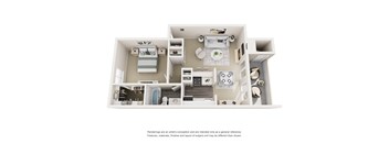 1 bed 1 bath B Floorplan at Copper Hill Apartments, Texas