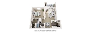 1 bed 1 bath C Floorplan at Copper Hill Apartments, Texas, 76021