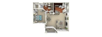 1 Bed 1 Bath 837 Sq. Ft.. Floor Plan at The Brazos, Dallas, TX, 75287