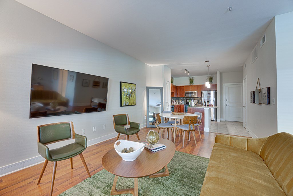 Living Room With TV at Easton Apartments, Texas, 75206