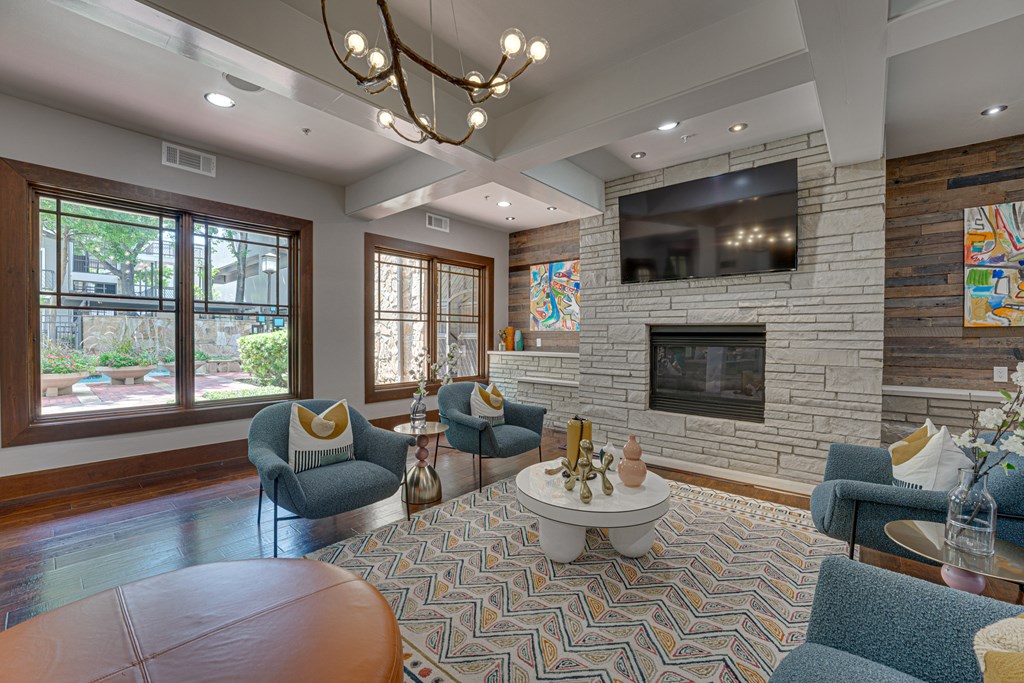 Clubroom With Fireplace at Easton Apartments, Dallas, 75206