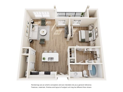 A floor plan of a house with two bedrooms, a living room, a kitchen, and a bathroom.