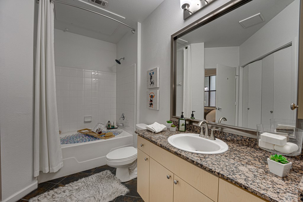 Bathroom With Bathtub at Vue Fitzhugh, Dallas, Texas