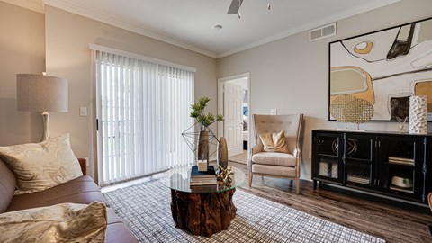 Modern Living Room at Highland Luxury Living, Lewisville, TX