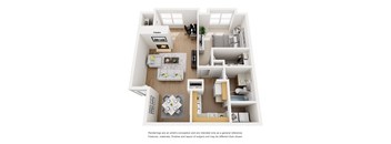 Rosemeade Floor Plan at Hunters Hill Apartments, Texas, 75287