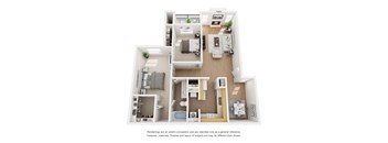 Windhaven Floor Plan at Hunters Hill Apartments, Dallas, TX, 75287
