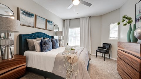 Bedroom With Ceiling Fan at Limestone Ranch, Lewisville