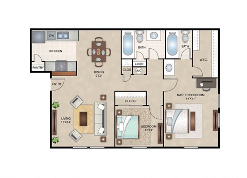 Layout of Magnolia floor plan  at Arbors Of Cleburne, Texas