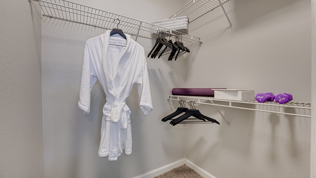 Generous Walk-In Closets With Shelving at Mason, McKinney