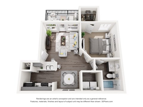 Amethyst  1 Bed 1 Bath Sq. Ft.: 600 Floor Plan at Mason, McKinney, TX, 75069