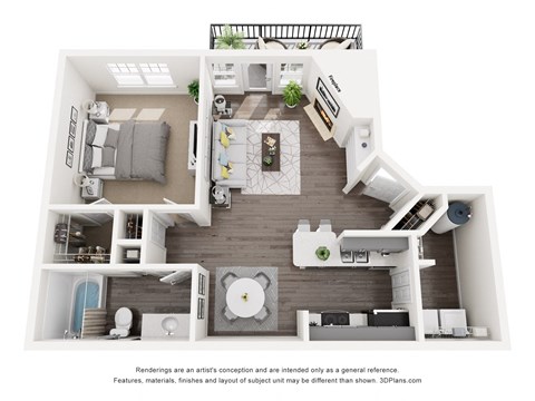 Emerald 1 Bed 1 Bath Sq. Ft.: 710 Floor Plan at Mason, 75069