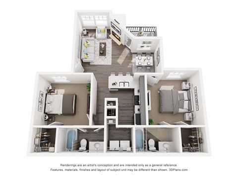 Sapphire 2 Bed 2 Bath Sq. Ft.: 1,001 Floor Plan at Mason, McKinney, TX