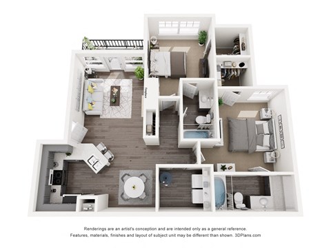 Topaz 2 Bed 2 Bath Sq. Ft.: 1,090 Floor Plan at Mason, McKinney