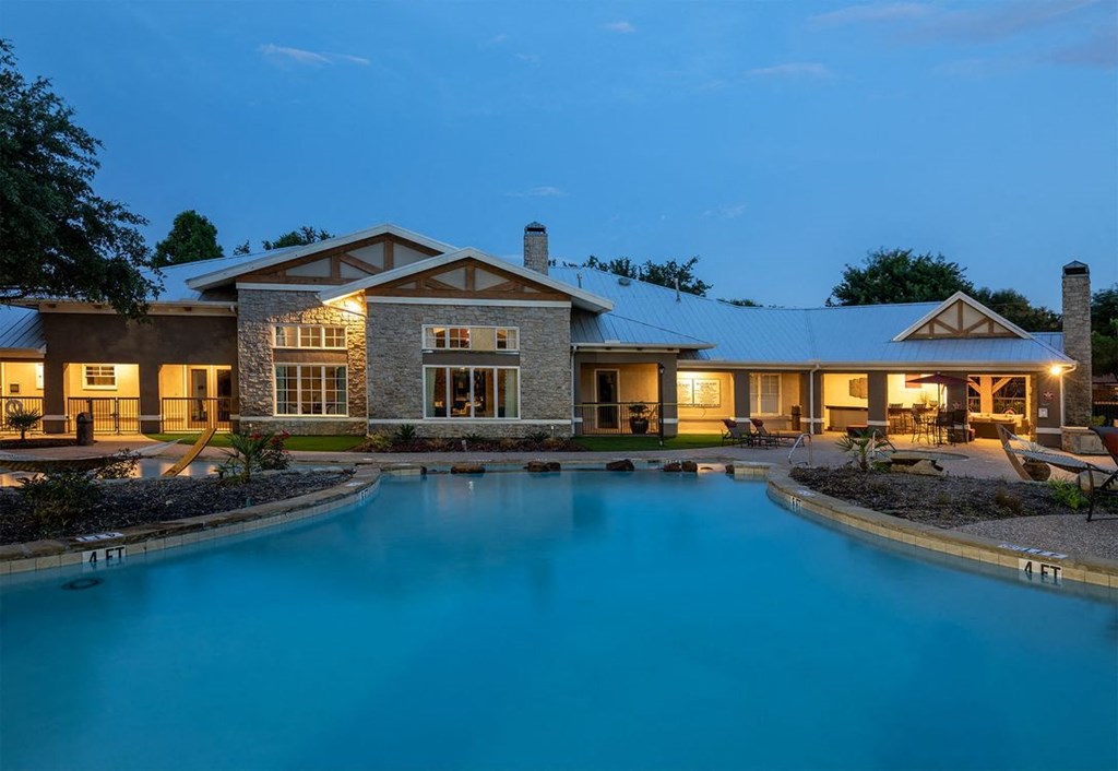 Night view pool at The Brazos, Dallas