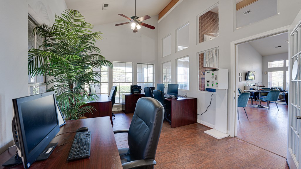 a home office with a desk and a computer at Paces Crossing, Denton, TX