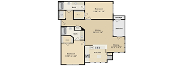 Pecos Floor Plan at The Brazos, Dallas, TX, 75287