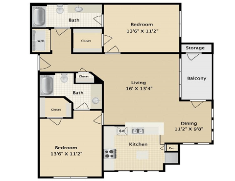 Pecos Floor Plan at The Brazos, Dallas, TX, 75287