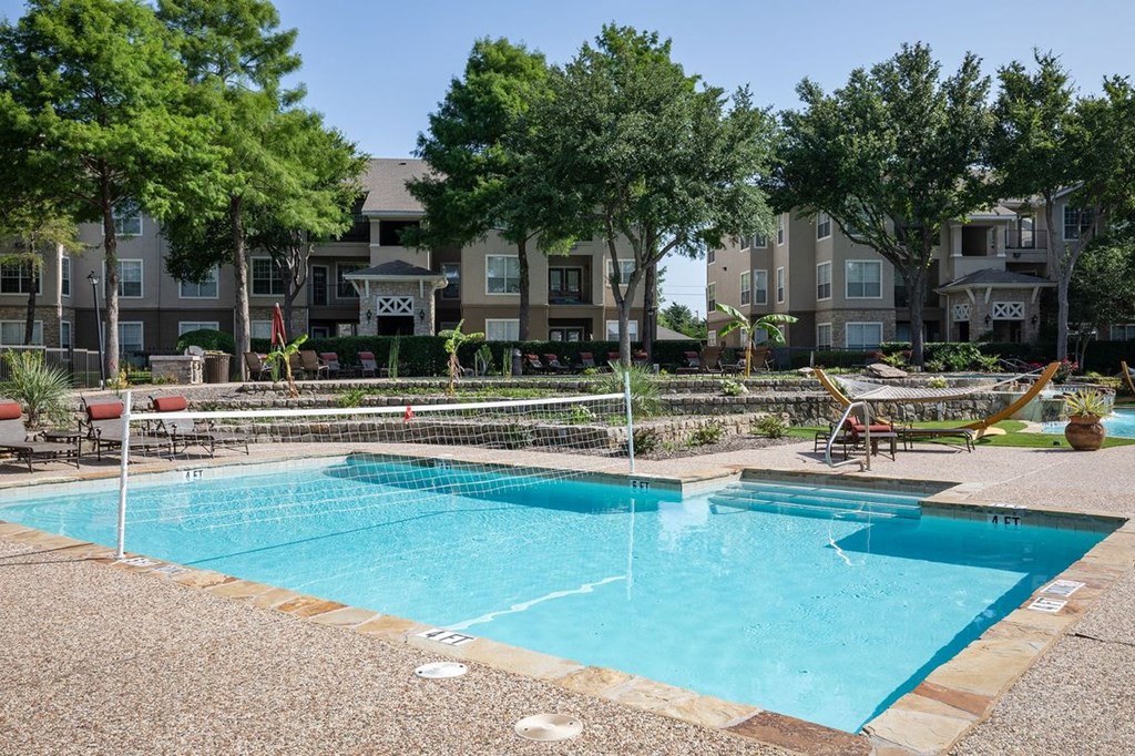 Pool  With Volleyball Court View at The Brazos, Dallas