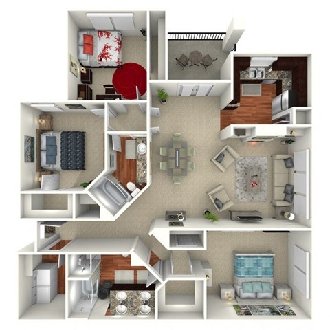 3 Bed 1 Bath1,400-to1,454 Sq. Ft. Floor Plan at The Brazos, 75287