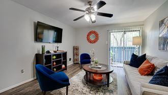 Living Room With TV at Southern Oaks, Texas, 76132