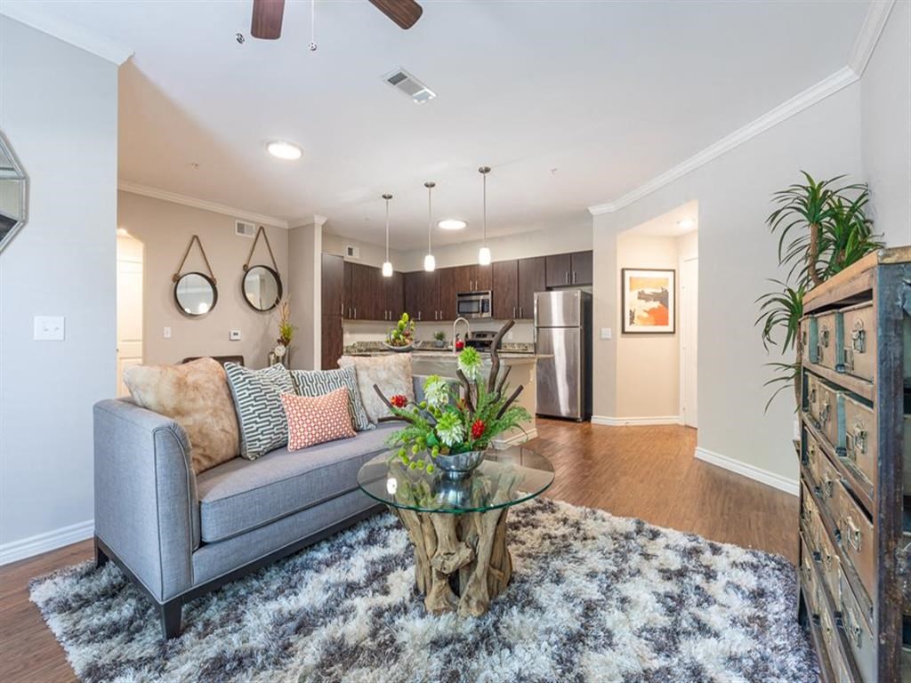 Living Room Come Kitchen at Delray Apartments, Houston, 77077