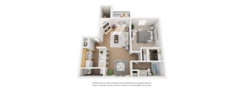 Greenwich  1 Bed 1 Bath Sq. Ft.: 662 Floor Plan at The Manhattan Apartments, Dallas, TX, 75252