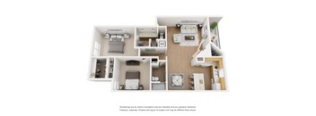Manhattan 2 Bed 2 Bath Sq. Ft.: 1,050 Floor Plan at The Manhattan Apartments, Dallas