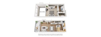 Rockefeller 1 Bed 1.5 Bath Sq. Ft.: 937 Floor Plan at The Manhattan Apartments, Dallas, TX,