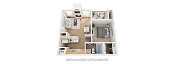 Staten 1 Bed 1 Bath Sq. Ft.: 574 Floor Plan at The Manhattan Apartments, Dallas, TX, 75252