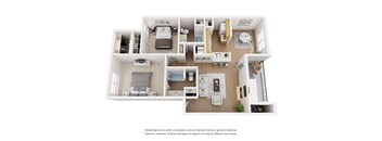 Tribeca 2 Bed 2 Bath Sq. Ft.: 1,000 Floor Plan at The Manhattan Apartments, TX,