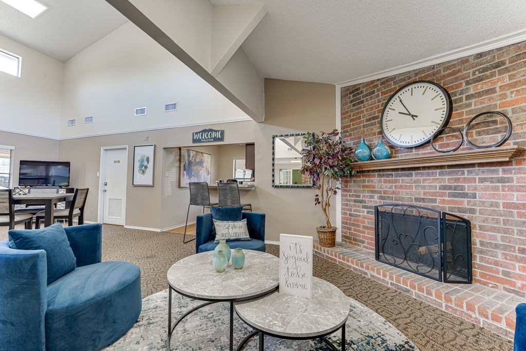 Fireplace Living Area at Towne Centre Village, Texas, 75150