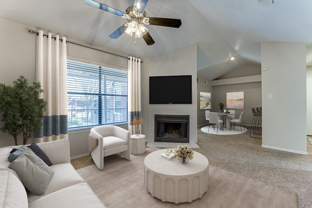 Living Room With TV at Towne Centre Village, Mesquite