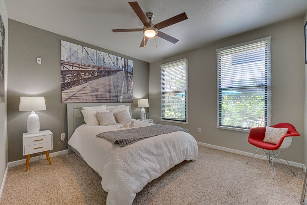 Comfortable Bedroom at Vue Greenville, Dallas, Texas