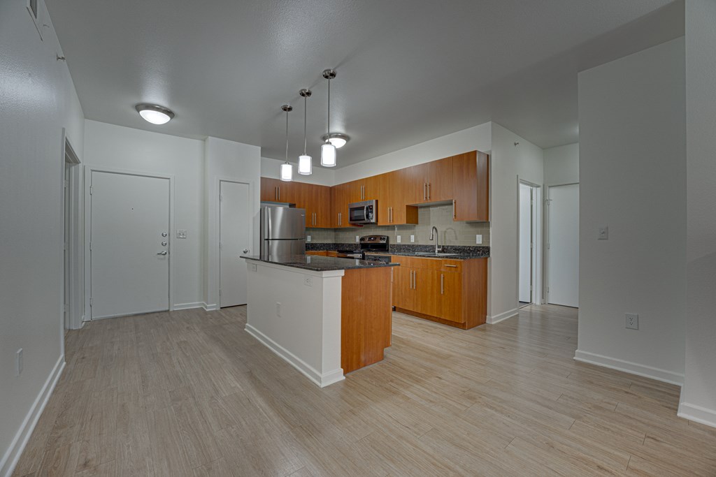 Kitchen With Modern Lights at Vue Greenville, Texas, 75206