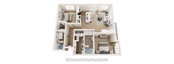2 Bed 2 Bath Floorplan at Vue Live Oak, Dallas, TX 75204