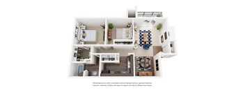 The Cedar Floor Plan 2 Bed 1 Bath 880 Sq. Ft. Floor Plan at Wilson Crossing, Cedar Hill, TX